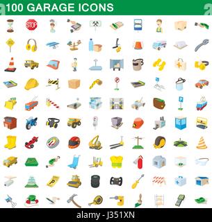 100 garage kit, cartoon style Illustration de Vecteur