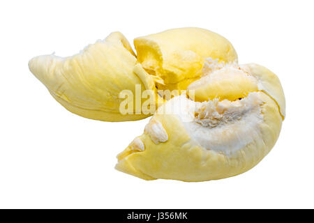 Durian deux fruits isolés prêt à manger. Sur un fond blanc ,With clipping path Banque D'Images