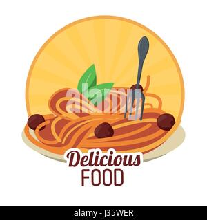La nourriture délicieuse boulettes de pâtes autocollant italien Illustration de Vecteur