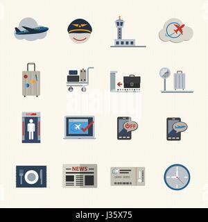 Les icônes de l'aéroport. Télévision Icons set pour site web et applications mobiles. Vector Illustration de Vecteur