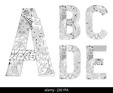 Doodle alphabet lettres style inhabituel sur un fond blanc Illustration de Vecteur