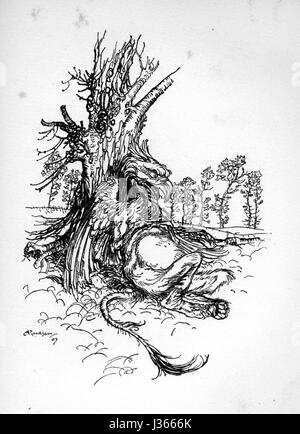 Illustration par Arthur Rackham Alice's Adventures in Wonderland de Lewis Carroll, London, William Heinemann, 1907. La Gryphon. Banque D'Images