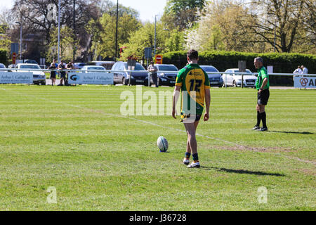 Match de rugby. Avril 2017. Henley Bulls vs.Richmond London Scottish Rugby Club, Twickenham, London, UK Banque D'Images