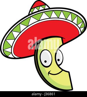 Illustration d'une caricature d'un avocat coiffé d'un sombrero et souriant. Illustration de Vecteur