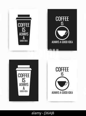 Un ensemble de quatre affiches de motivation avec des citations populaires couleurs noir et blanc Illustration de Vecteur