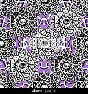 Technique mixte collage motif étoiles part dessiner des graphiques pattern design transparent en violet, noir et blanc Banque D'Images