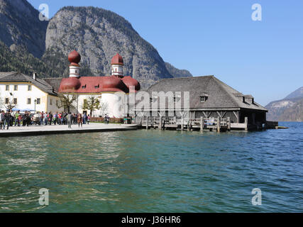 Germany, Bavaria, St Bartholomä sur le lac Königssee, le parc national de Berchtesgaden Banque D'Images