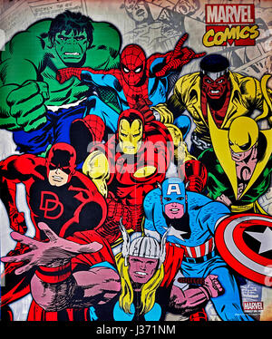 Affiche Comics Marvel , super héros Banque D'Images