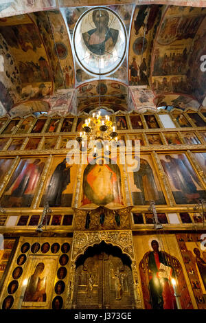 Iconostase l'intérieur de la cathédrale de l'Assomption, le Kremlin, Moscou, Fédération de Russie Banque D'Images