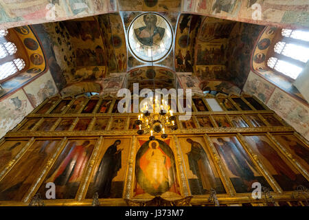 Iconostase l'intérieur de la cathédrale de l'Assomption, le Kremlin, Moscou, Fédération de Russie Banque D'Images