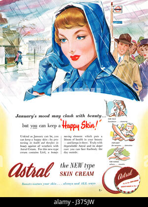 1951 La publicité pour Astral crème pour la peau. Banque D'Images