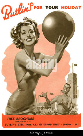 1953 La publicité pour Butlin Colonies de vacances. Banque D'Images