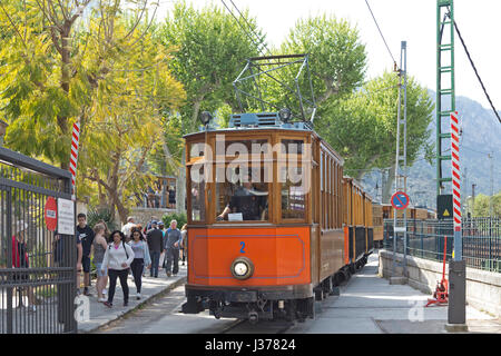 Tramway à la gare de Sóller, Mallorca, Espagne Banque D'Images