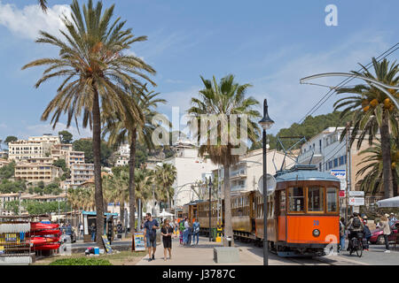 Tramway en Port de Sóller, Mallorca, Espagne Banque D'Images