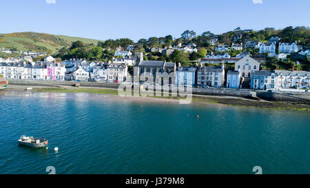 Photographie aérienne du village de Aberdovey / Aberdyfi et l'estuaire Dyfi / Dovey Banque D'Images