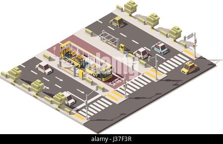 Vector poly faible isométrique lane bus dédié Illustration de Vecteur