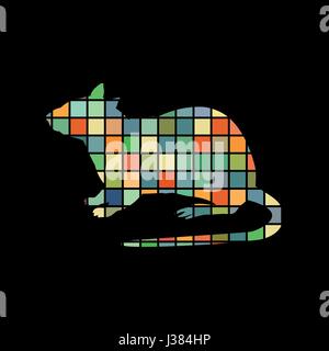 Souris Rat rongeur animal silhouette couleur Illustration de Vecteur