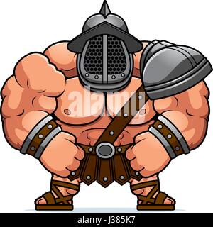 Un cartoon illustration d'un fléchissement. gladiator musculaire Illustration de Vecteur