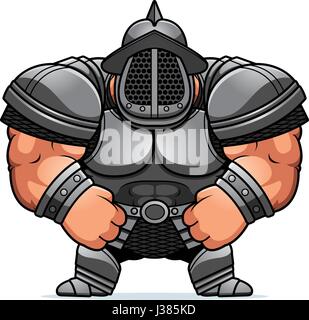 Un cartoon illustration d'un gladiateur en armure musculaire. Illustration de Vecteur