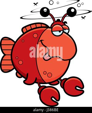 Illustration d'une caricature d'un poisson habillé comme un crabe à la Bu. Illustration de Vecteur