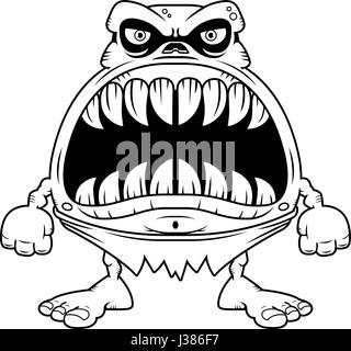 Illustration d'une caricature d'une goule avec une grande bouche pleine de dents pointues. Illustration de Vecteur