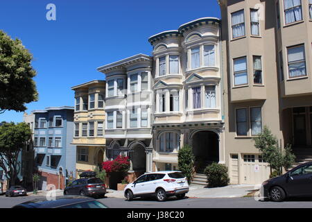 Les immeubles de style édouardien, North Beach, San Francisco, Californie Banque D'Images