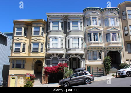 Les immeubles de style édouardien, North Beach, San Francisco, Californie Banque D'Images