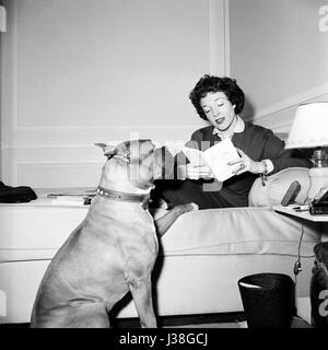 L'actrice française Micheline Presle à la maison. c.1953 Photo Georges Rétif de la Breton Banque D'Images