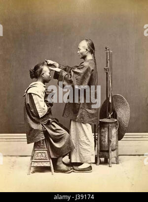 Coiffure chinois par Lai Afong c1870s Banque D'Images