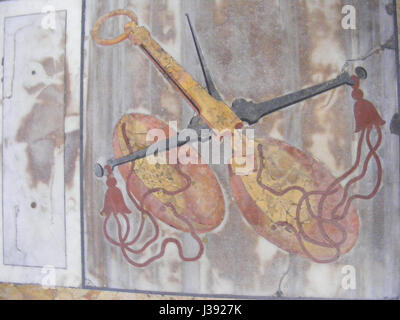 Ce titre fait référence aux armoiries d'un prêtre inconnu exposées à Santa Maria degli Angeli à Rome. C'est un symbole héraldique représentant typiquement la lignée, le statut ou l'affiliation du prêtre avec l'Église. Banque D'Images