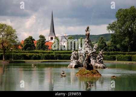 Musenberg Parnass im Laeuterungssee Veithoechheim im Schlosspark, Sommerresidenz Fuerstbischoefe antilles, der von Wuerzburg, Veitshoechheim, U Banque D'Images