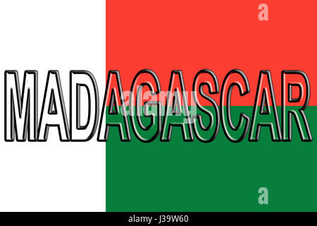 Illustration du drapeau national de Madagascar avec le pays n'est pas écrit sur le drapeau. Banque D'Images