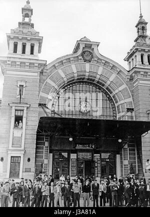 La gare de Biélorussie se trouve à Moscou, 1955 Banque D'Images