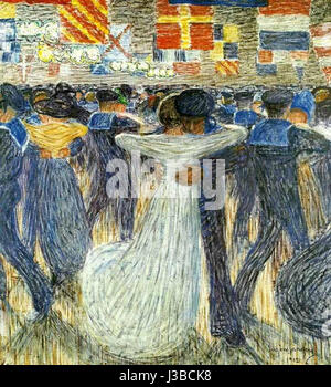 Eugene Jansson était un peintre suédois connu pour ses œuvres modernistes. « Dancing Marines » dépeint probablement une scène dynamique et animée, impliquant peut-être des soldats ou un groupe de personnages en mouvement. Banque D'Images