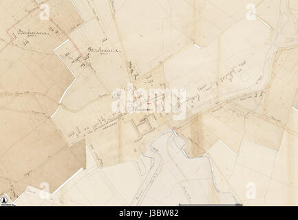 Drongen fait référence à un lieu en Belgique, et l'Atlas der Buurtwegen est une carte historique du pays, documentant les routes et les régions au XIXe siècle. Drongen est représenté dans le cadre de cet enregistrement géographique historique. Banque D'Images