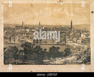 Erlangen Blick vom Bihlerdorf auf die Innenstadt 1860 001 Banque D'Images