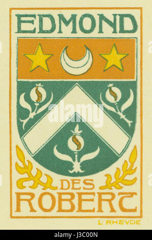 Ex Libris Edmond Des Robert von Rheude Banque D'Images