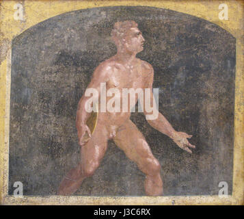 Le *Discobolo stabiae* est une sculpture grecque antique, une copie en marbre d'une statue originellement de Myron. Il représente un lanceur de disques et est connu pour sa forme athlétique classique, représentant l'athlétisme et les idéaux grecs de beauté. Banque D'Images