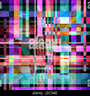 Aquarelle multicolore motif lumineux avec des carrés et les ravins Banque D'Images