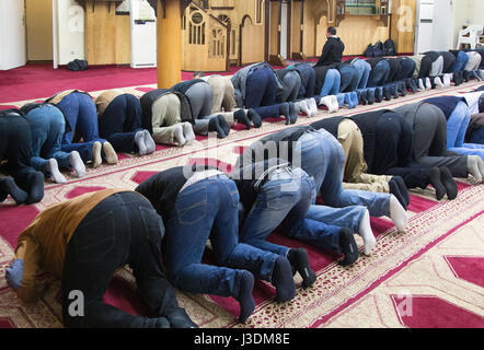 La prière du vendredi dans la mosquée de Berlin Banque D'Images