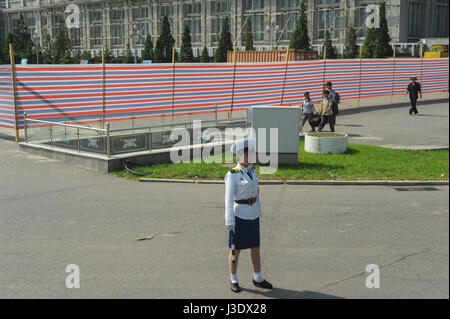 Pyongyang, Corée du Nord, d'Asie, une femme de la police de la circulation à Pyongyang Banque D'Images