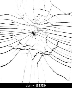 Verre brisé - les fissures et les éclats de verre -frapper Banque D'Images