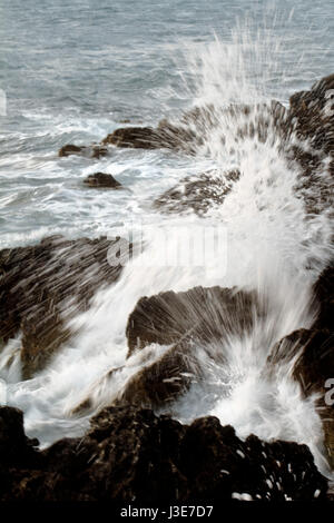 Fortes vagues sur la côte Adriatique d'Istra, en Croatie Banque D'Images