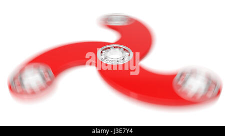 3d illustration de main rouge spinner witj motion blur effet. isolé sur blanc. Banque D'Images