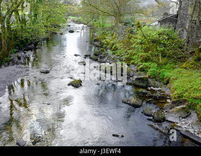 Elterwater Beck (rivière) sur une journée ensoleillée au printemps à Lake Road, Lake District, Cumbria, Angleterre. Banque D'Images