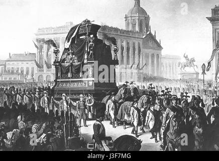 Les funérailles de Léopold Ier, le premier roi des Belges, ont été un événement important dans l'histoire belge. Elle marque la fin de son règne et sa contribution à l'établissement de la monarchie belge, qui commence en 1831. Banque D'Images