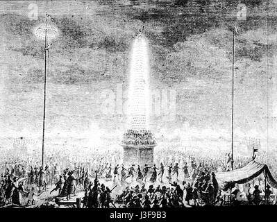 La Fête de la Fédération, qui s'est tenue le 14 juillet 1790 en France, a été un événement important célébrant l'unité de la nation française pendant la Révolution française. Elle a marqué le premier anniversaire de la prise de la Bastille, symbole de réconciliation nationale. Banque D'Images