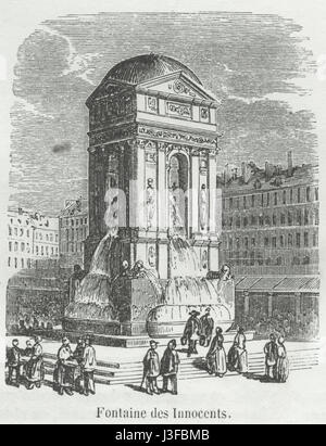La fontaine des innocents est une fontaine historique située à Paris, en France, achevée en 1550 et rénovée en 1855. Il est un symbole de l'architecture Renaissance dans la ville. Banque D'Images