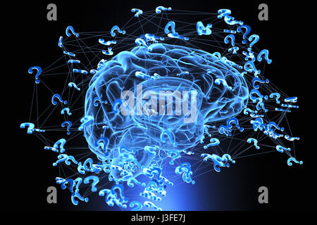 Vol d'interrogation autour du cerveau Banque D'Images