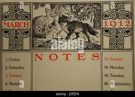 Gaudig & Blum, Leipzig, 1912 Almanach du Jubilé (06) Fuchs, Fox Banque D'Images